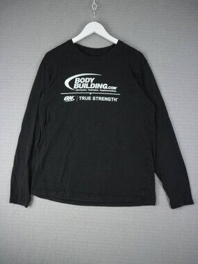 Vintage bodybuilding Cotton Black Longsleeve Streetwear Large